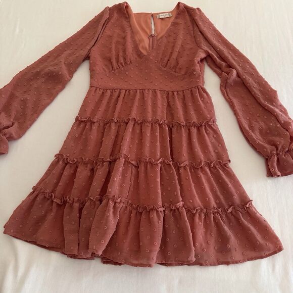 Altard State Dress Womens Small Rose Swiss Dot Cottage Ruffle Zip Up Flowy Gauzy - Picture 10 of 14